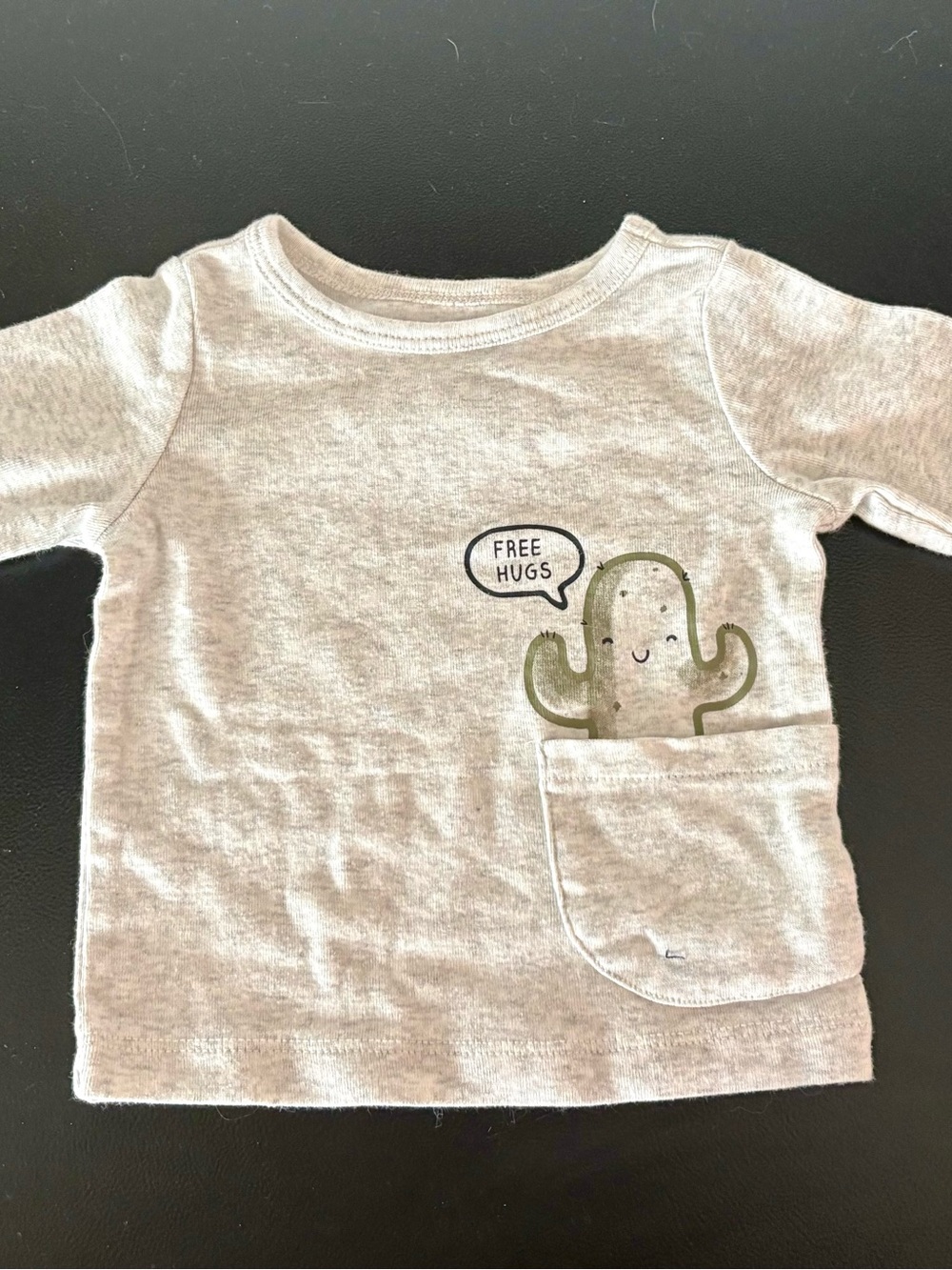 Carter's Heather Gray Long Sleeve Tee with Pocket Cactus